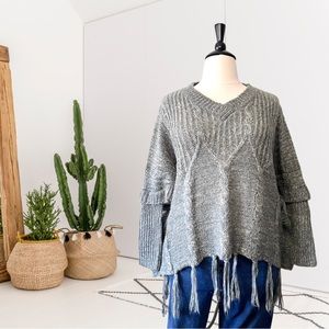 Love Token Chunky Knit Dolman Sleeve Tassel Sweater